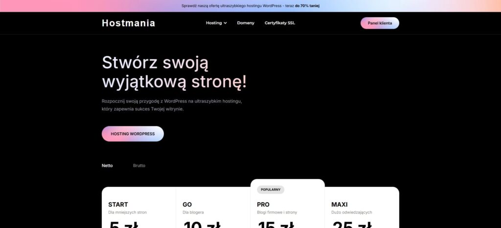 Realizacja Hostmania – barmSTUDIO